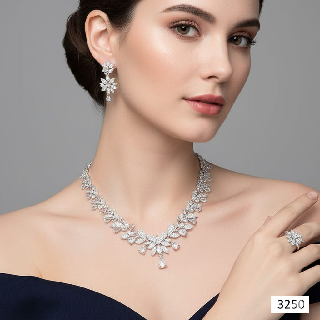 Luxurious Marquise & Pear Cut CZ Wedding Set – Rs. 3,250