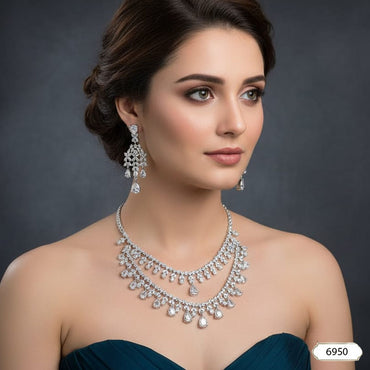 ual Layer White Stone Dangle Prom Set – Rs. 6,950