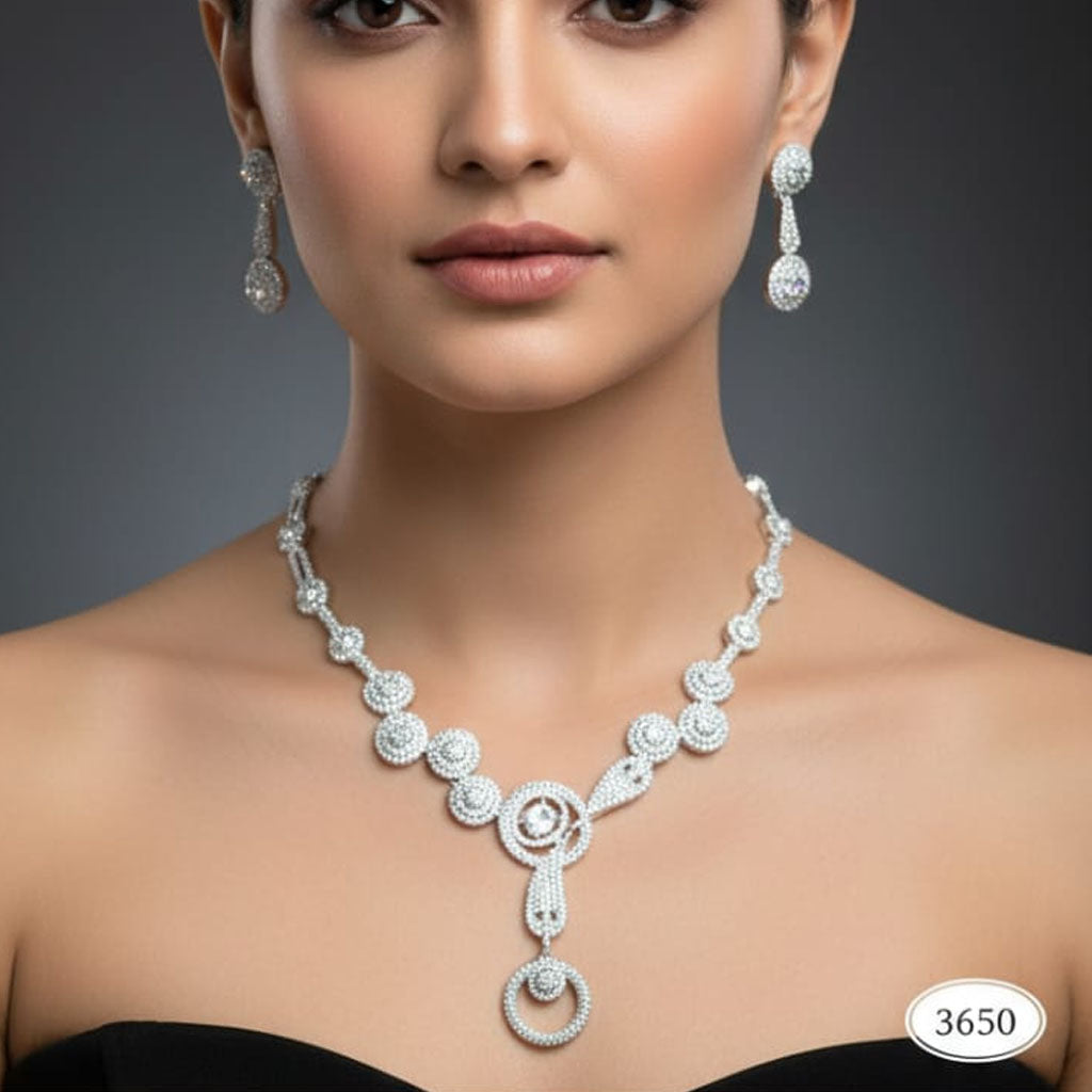 Celestial Sparkle Circular Drop Link Set – Rs. 3,650