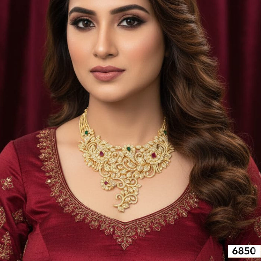 The Maharani CZ & Gemstone Bridal Collar – Rs. 6,850