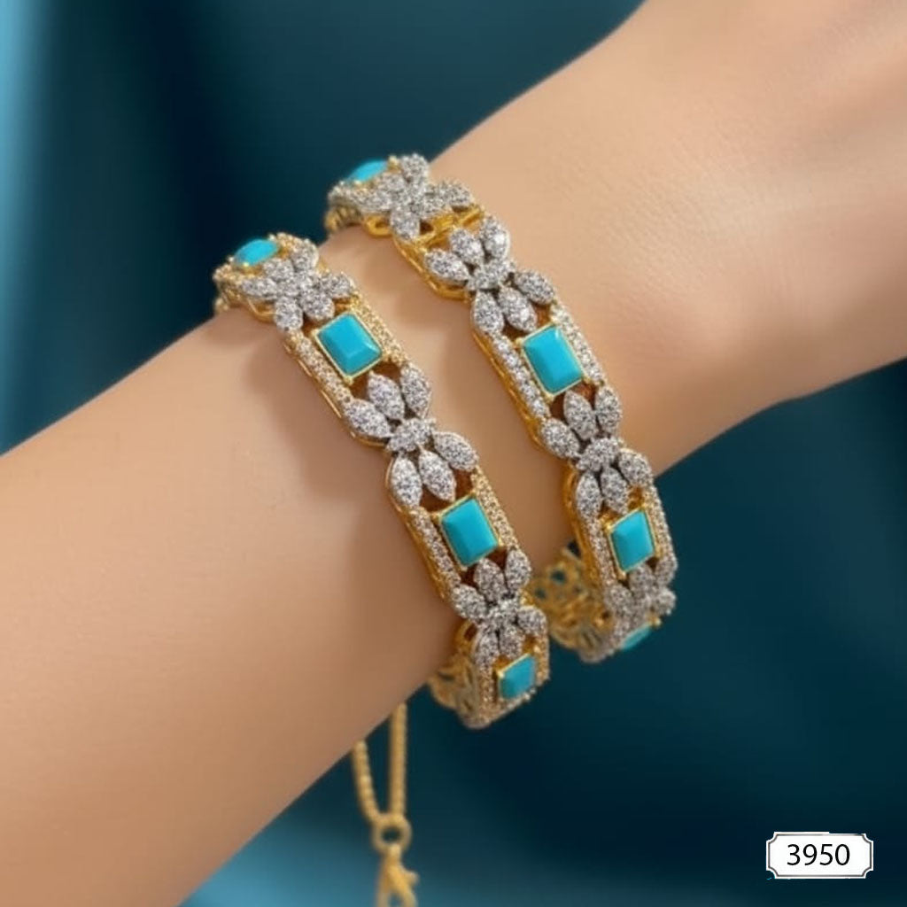 Luxurious Gold Tone & Gemstone Stackable Bangles (Set of 2) – Rs. 3,950