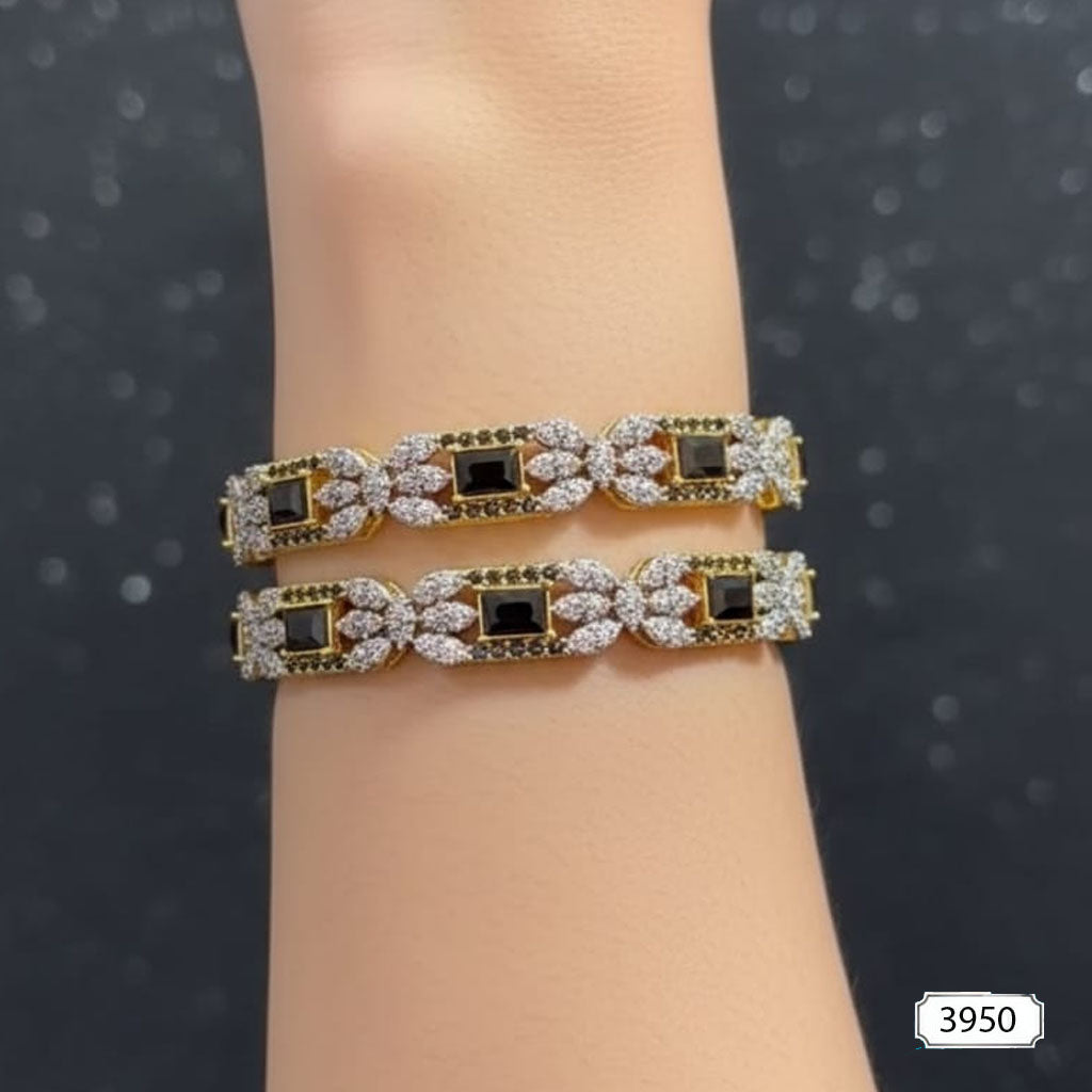 Luxurious Gold Tone & Gemstone Stackable Bangles (Set of 2) – Rs. 3,950