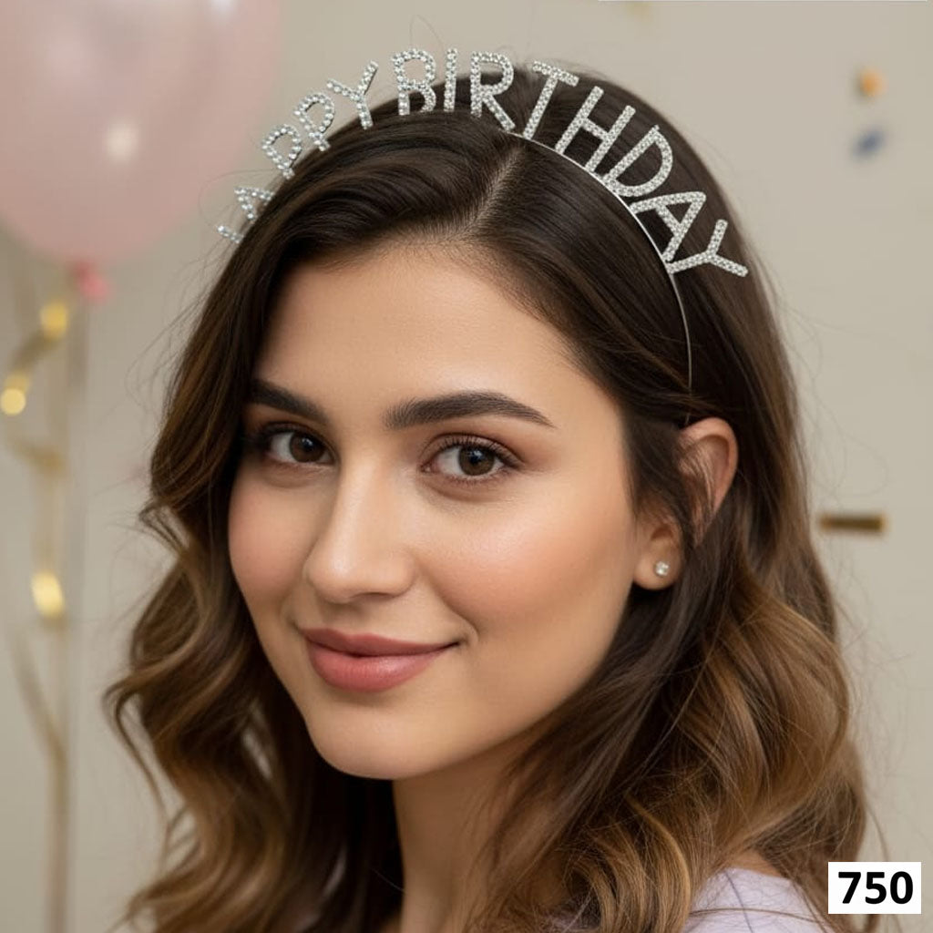 Luxury Crystal 'Happy Birthday' Milestone Tiara – Rs. 750