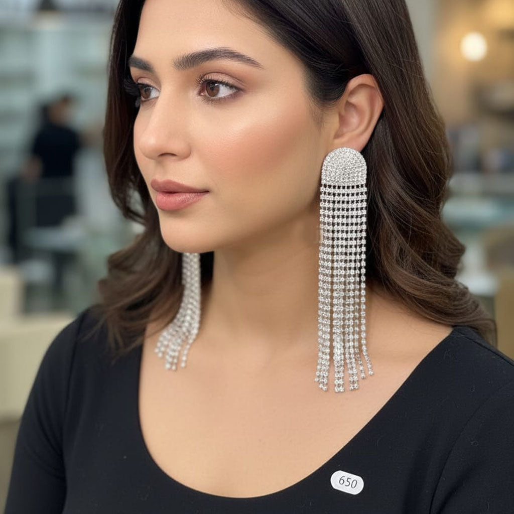 Glamorous Crystal Tassel Shoulder Duster Earrings – Rs. 650