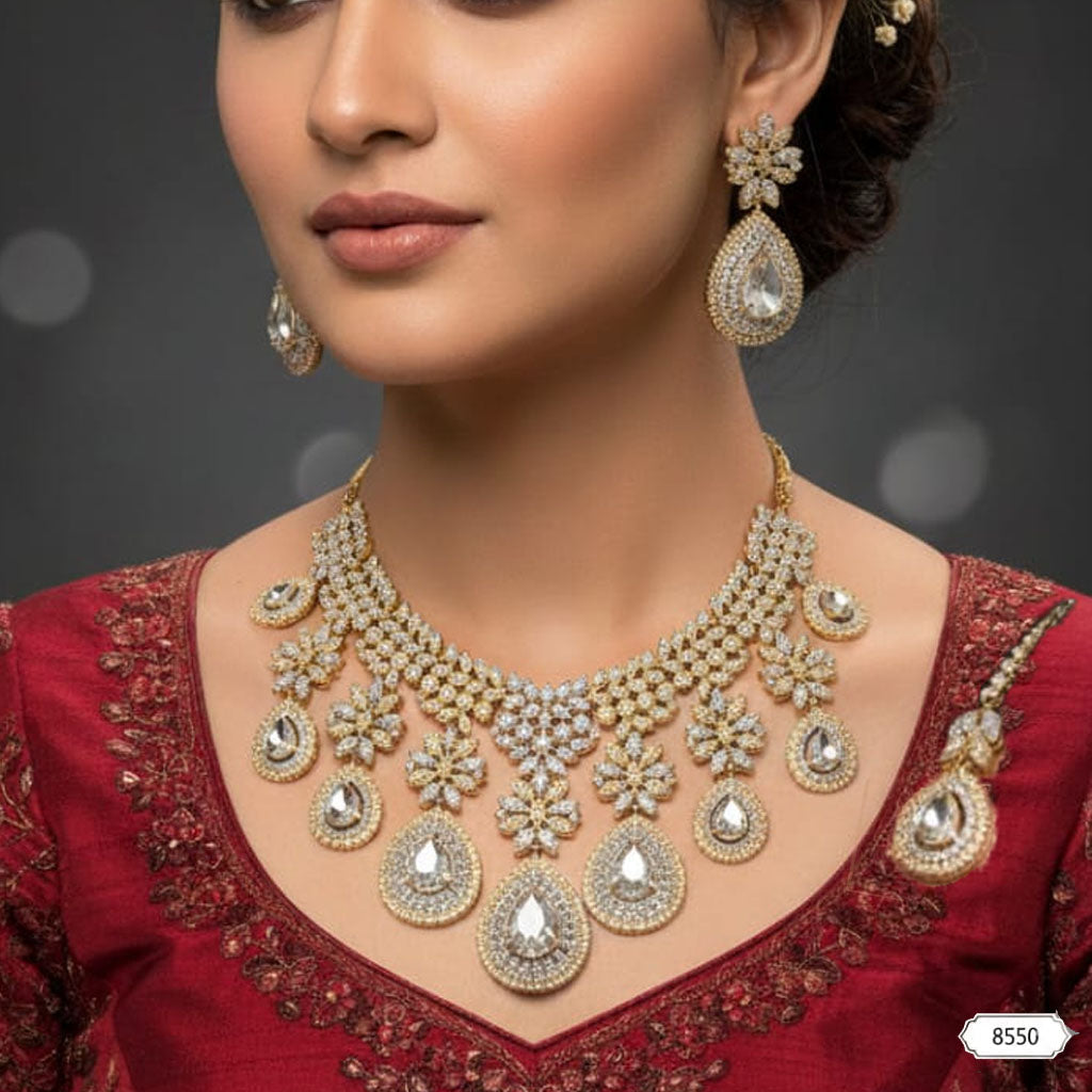 Royal Bloom Heavy Wedding Necklace & Earring Set – Rs. 8,550