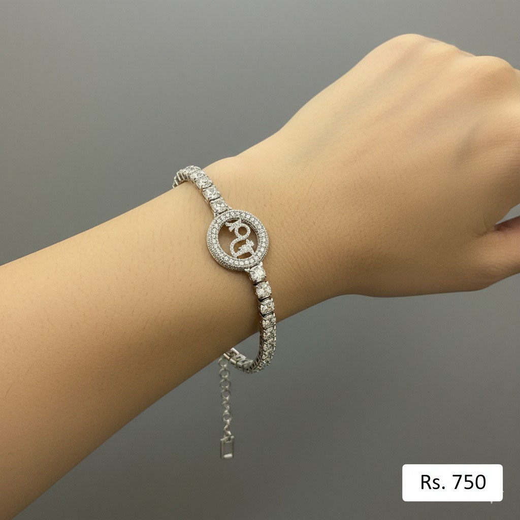 Crystal Halo Link Bracelet with Word Charm – Rs. 750