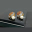 Golden Pearl Drop Leaf Earrings
