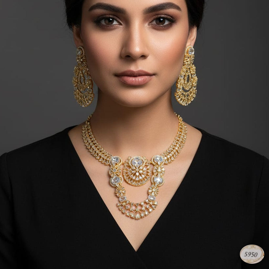 Ornate Pavé Statement Choker & Drop Earrings – Rs. 5,950