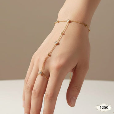 Delicate Gold Chain Hathphool with Crystal – Rs. 1,250