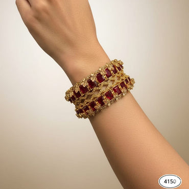 Crimson Queen Square Ruby Look Bracelets (Pair) – Rs. 4,150