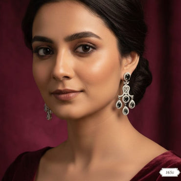 Amethyst & Crystal Chandelier Statement Earrings – Rs. 1,650