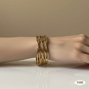 Sculptural Cage Design Gold Cuff – Rs. 1,550