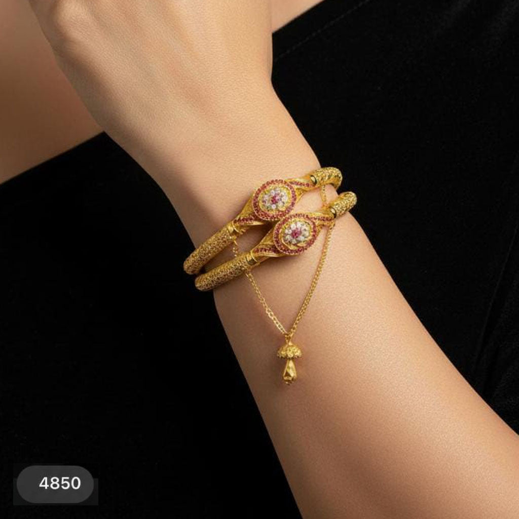 Intricate Ruby Circle Hinge Bracelet Set (2) – Rs. 4,850
