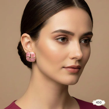 Enamel Interlocked Square Studs – Rs. 450
