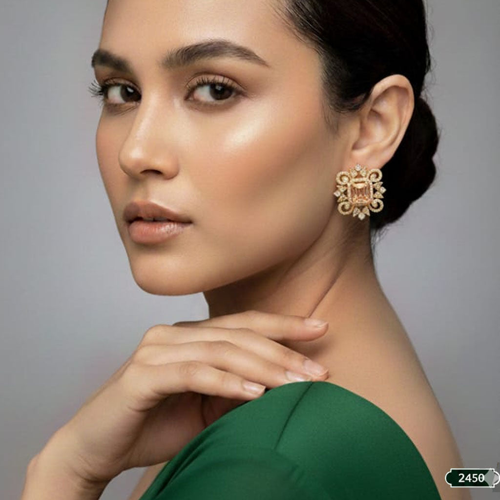 Citrine & Filigree Floral Studs – Rs. 2,450