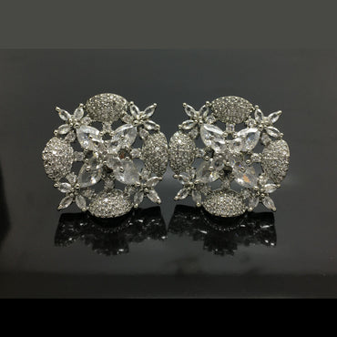 Luxurious Floral Design American Diamond Stud Earrings