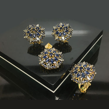 Gold Plated Floral Crystal Locket Set