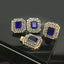 Gold Plated Square Cut Topaz Crystal Jewelry Locket Set