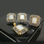 Gold Plated Square Cut Topaz Crystal Jewelry Locket Set