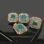 Gold Plated Square Cut Topaz Crystal Jewelry Locket Set