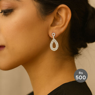 Teardrop Zircon Earrings – Rs. 500