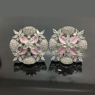 Luxurious Floral Design American Diamond Stud Earrings