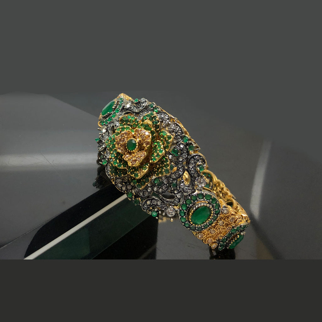 Antique Floral Gold-Plated Kara Bracelet