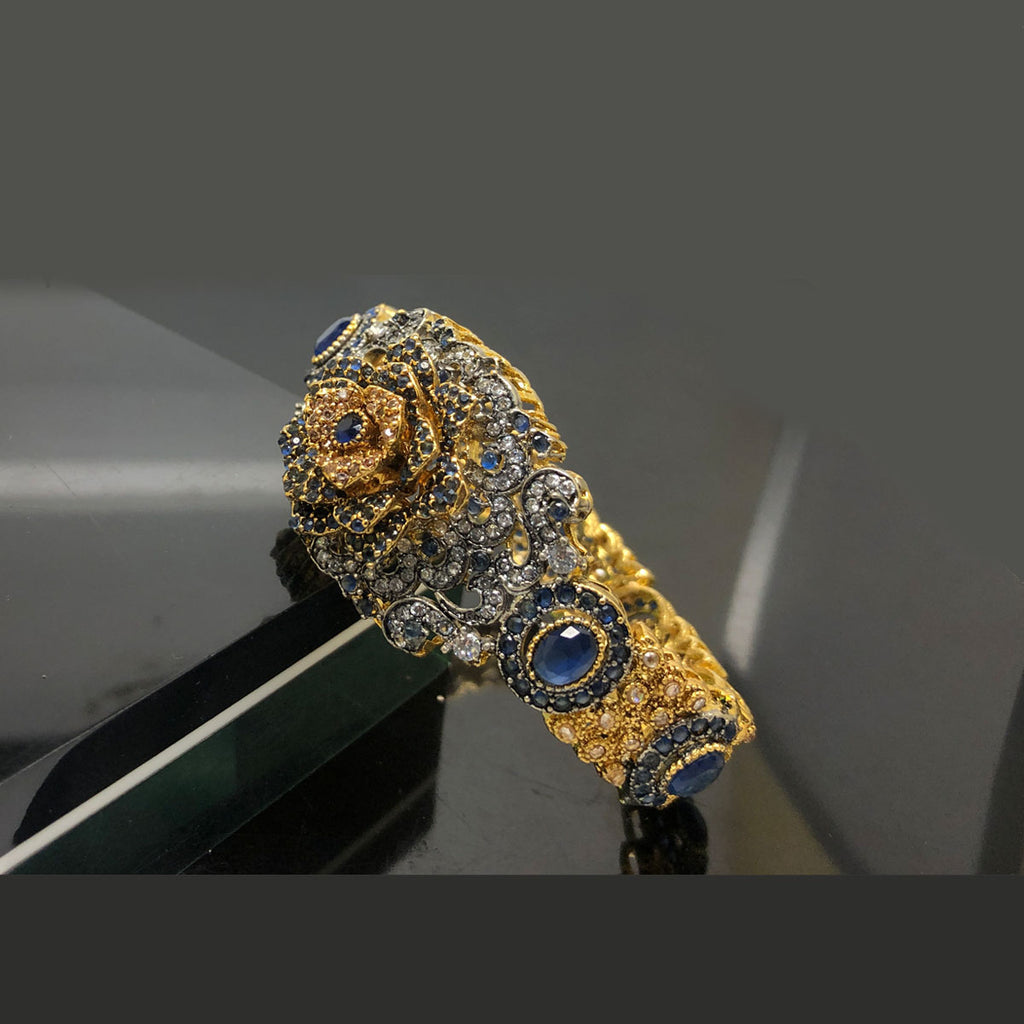 Antique Floral Gold-Plated Kara Bracelet