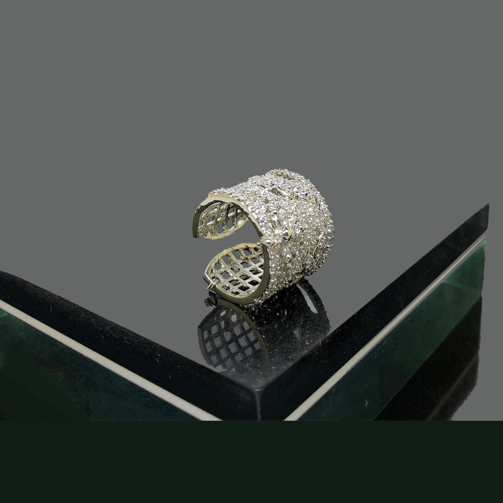 Classic Solitaire Crystal Silver Ring - Rs. 850