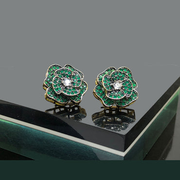 Elegant Flower-Shaped Crystal Stud Earrings