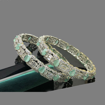 Silver Plated American Diamond Bangles – Festive Special