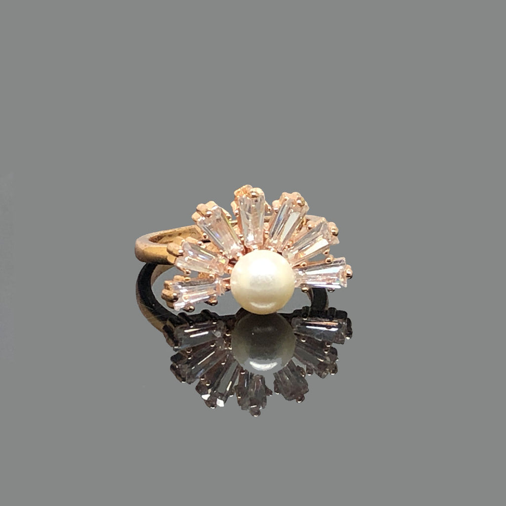 Pearl Radiance Ring – Elegant Baguette Design