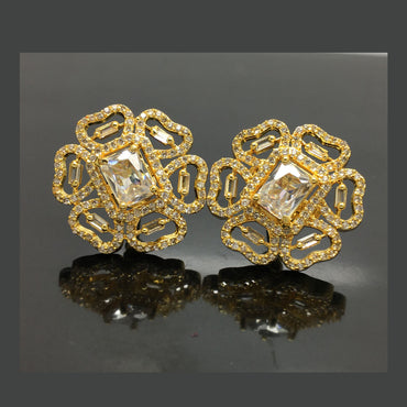 Elegant Floral Motif American Diamond Earrings