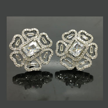 Elegant Floral Motif American Diamond Earrings