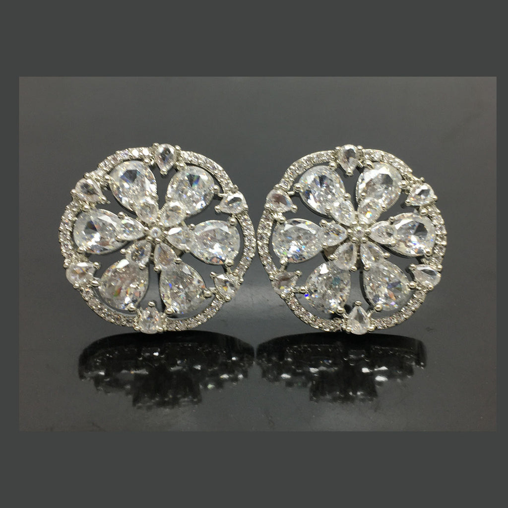 Exquisite Floral American Diamond Stud Earrings