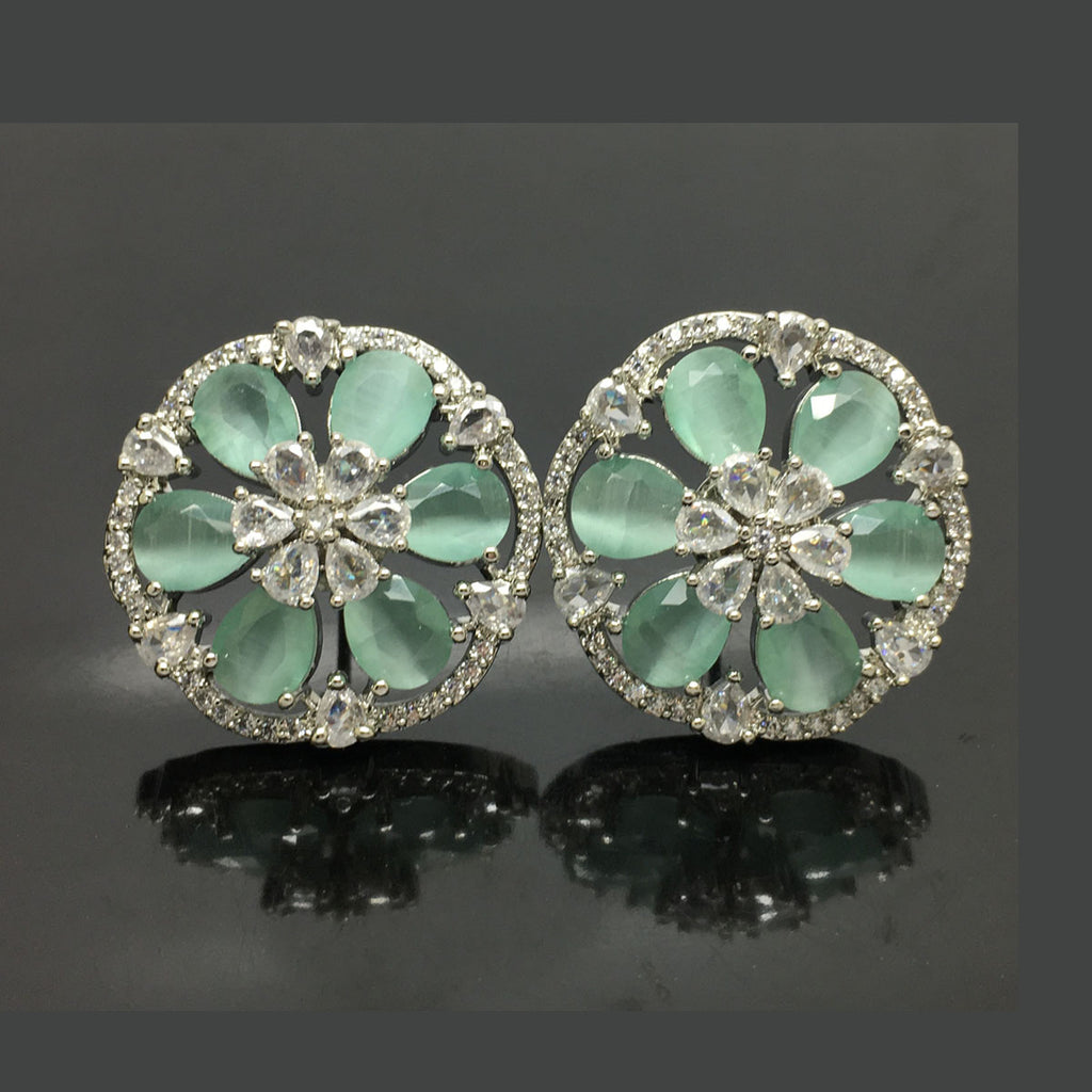 Exquisite Floral American Diamond Stud Earrings