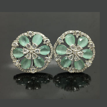 Exquisite Floral American Diamond Stud Earrings