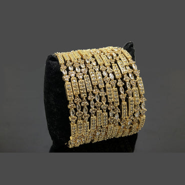 Gold-Plated Multi-Layer Crystal Bangles Set