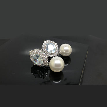 Elegant Crystal and Pearl Drop Earring