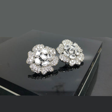 Elegant Crystal Floral Stud Earrings