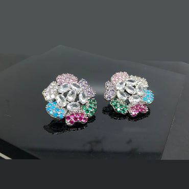 Elegant Crystal Floral Stud Earrings