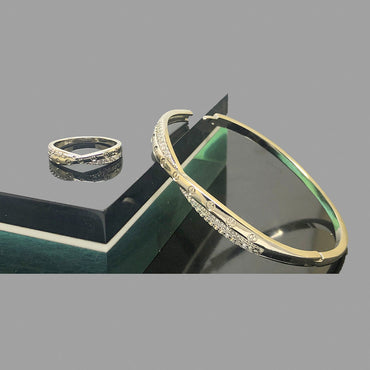 Crystal-Embellished Silver Set – Ring & Bracelet