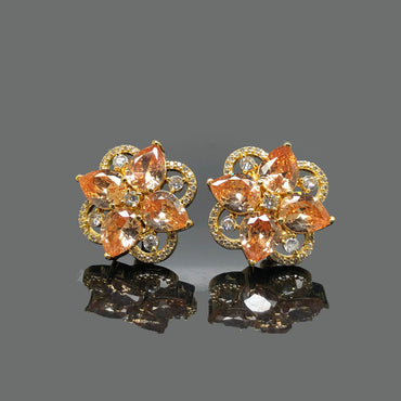 Elegant Gold-Plated Floral Stud Earrings
