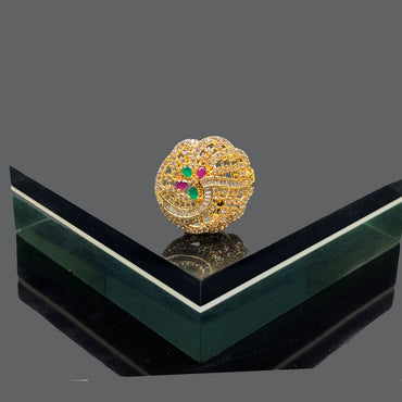 Elegant Wave Crystal Dome Ring