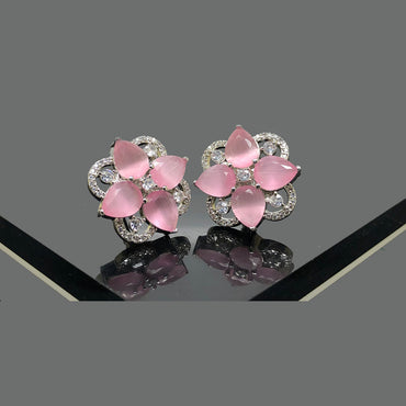 Elegant Gold-Plated Floral Stud Earrings