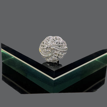 Elegant Wave Crystal Dome Ring