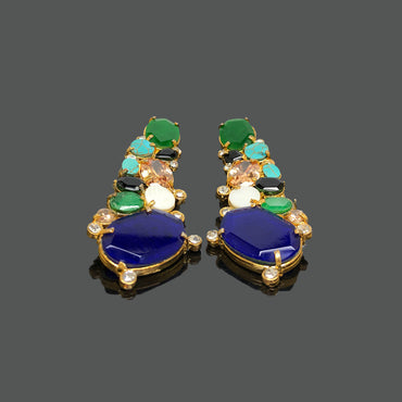 Multicolor Gemstone Drop Earrings – Elegant Statement Jewelry