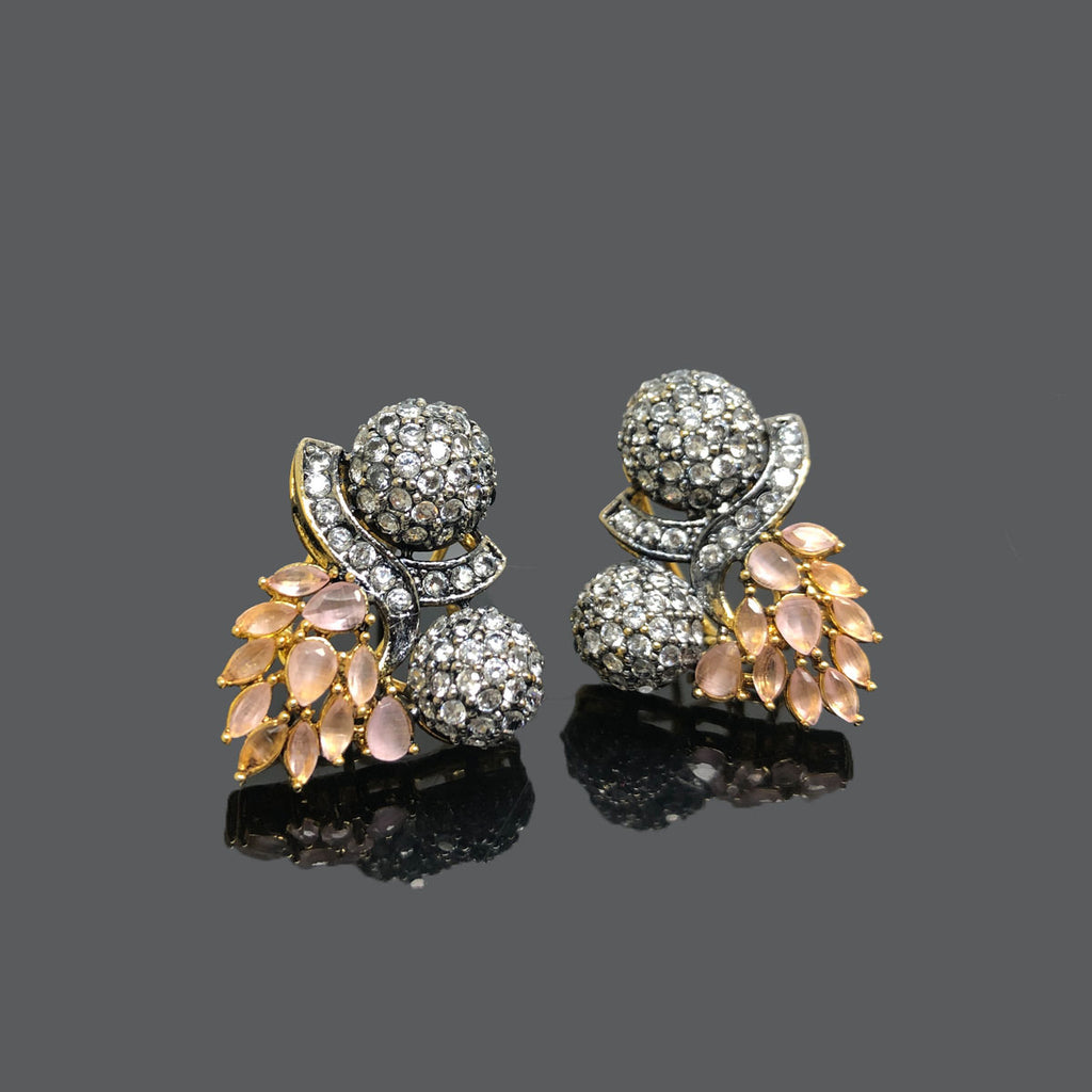 Antique Gold-Tone Traditional Stud Earrings – Designer Floral Cluster