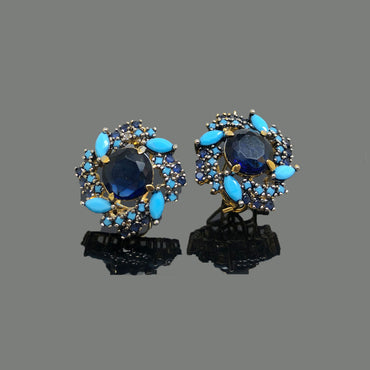 Sparkling Golden Floral Earrings