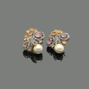 Pearl Drop Floral Gemstone Earrings